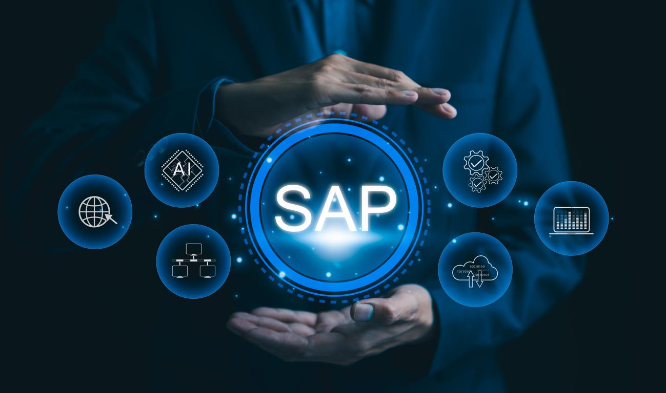 SAP Business AI surrounded by enterprise technology icons